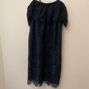 Madewell Black Lace Brocade Cold Shoulder Dress Size 6